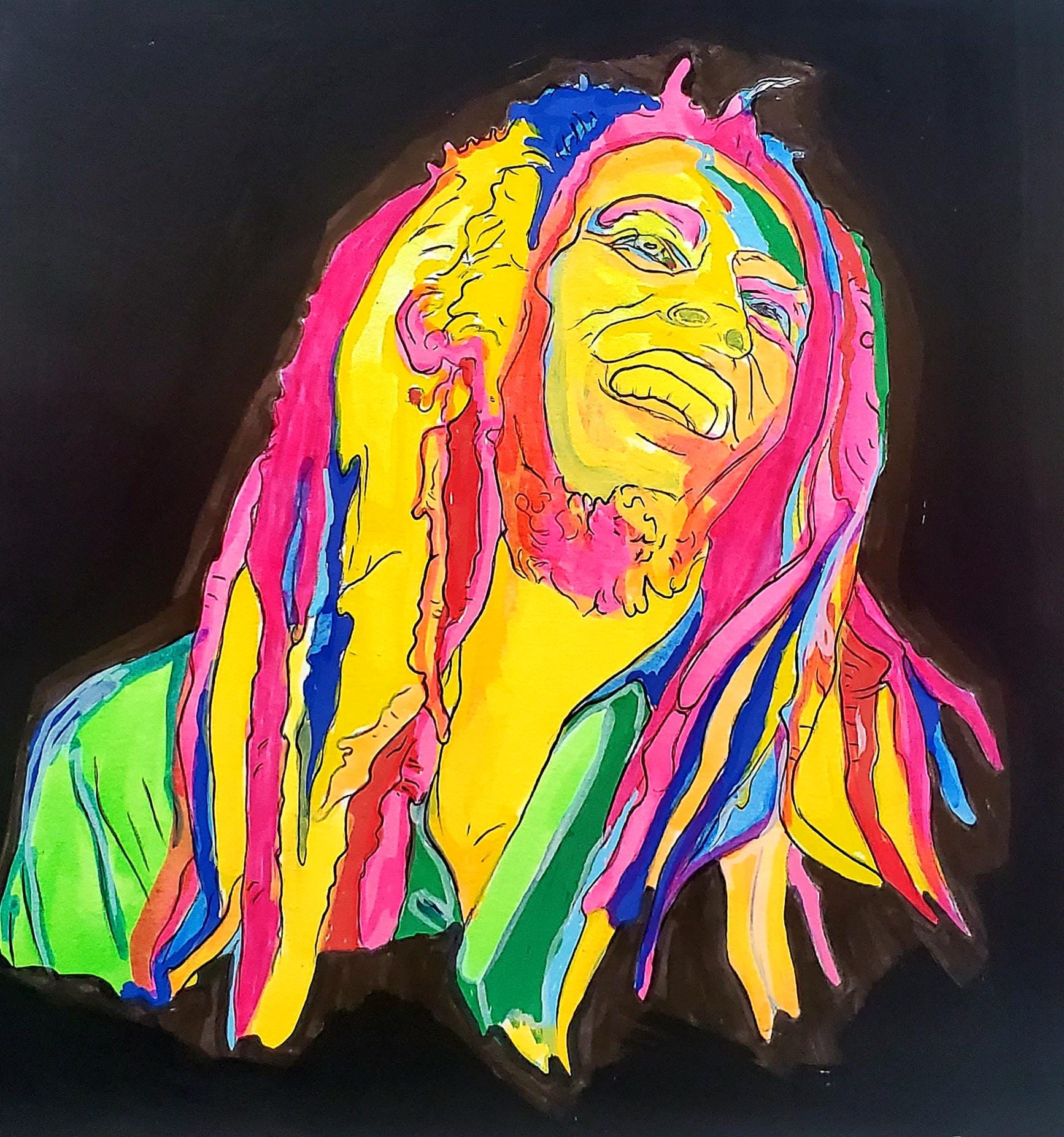 Bob Marley Pop Art Portrait – Colorful Reggae Wall Art Print