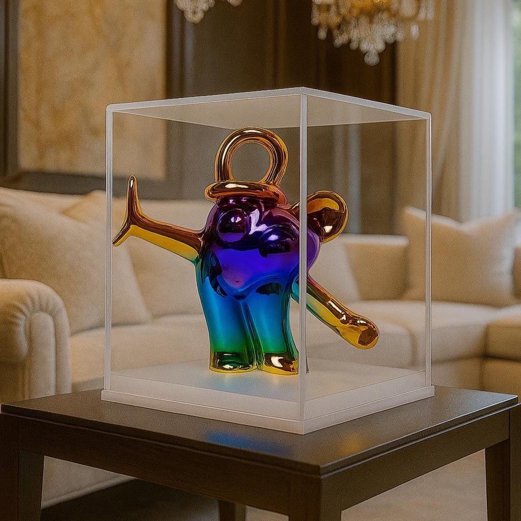 One-of-a-Kind Hand-Painted TubeFace™ Pop Art Sculpture – Original Exclusive Collectible Home or Gift (Chrome Fade)