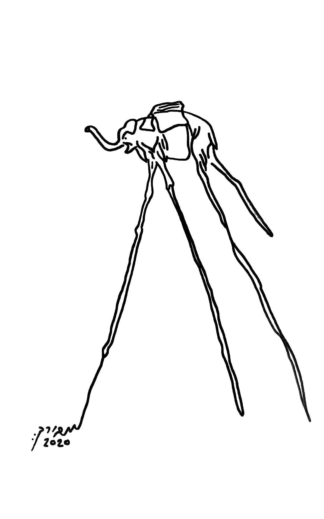 Surreal Elephant Line Art Print – Inspired by Salvador Dali