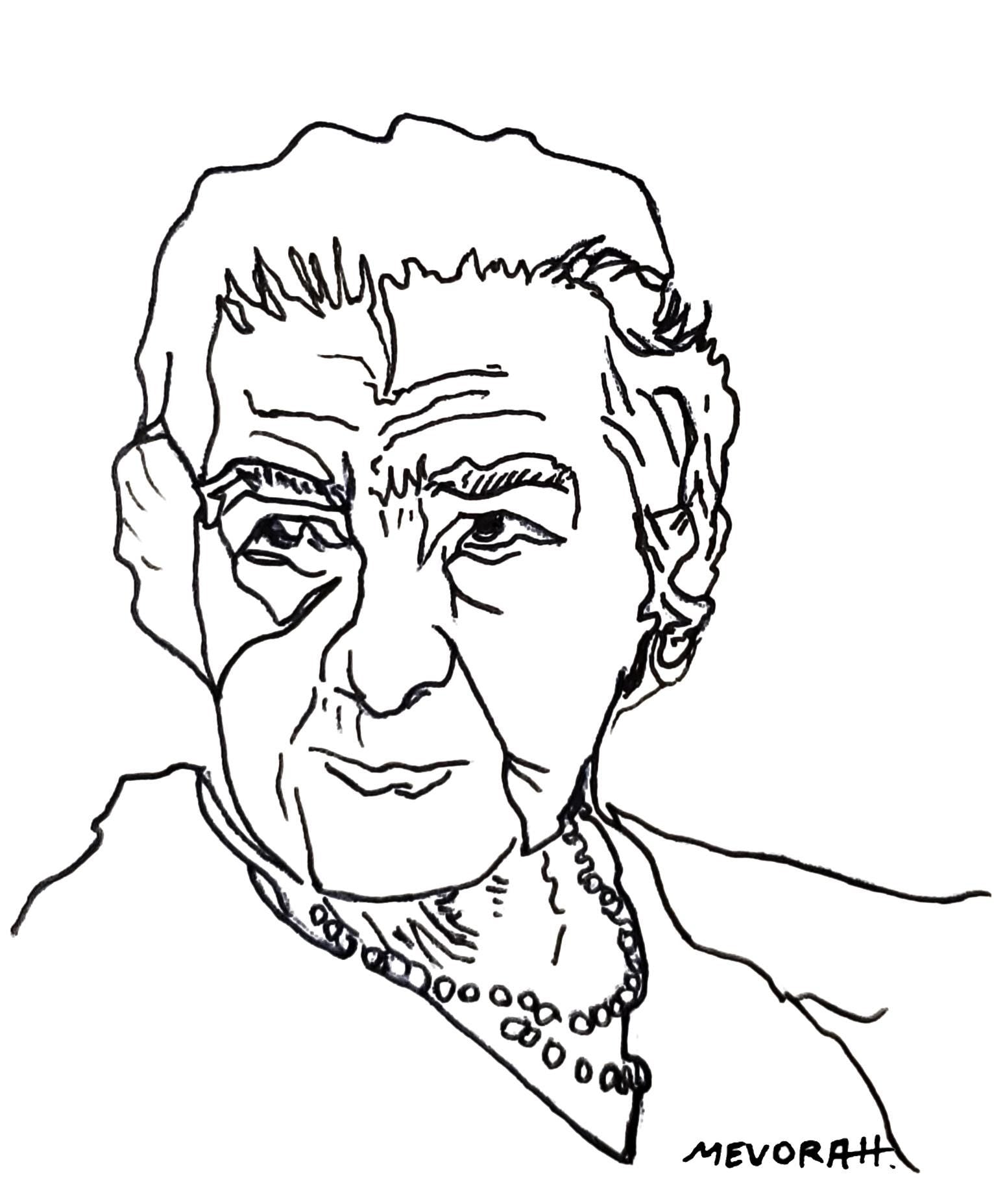 Golda Meir Portrait – One Line Israeli Leader Art Print