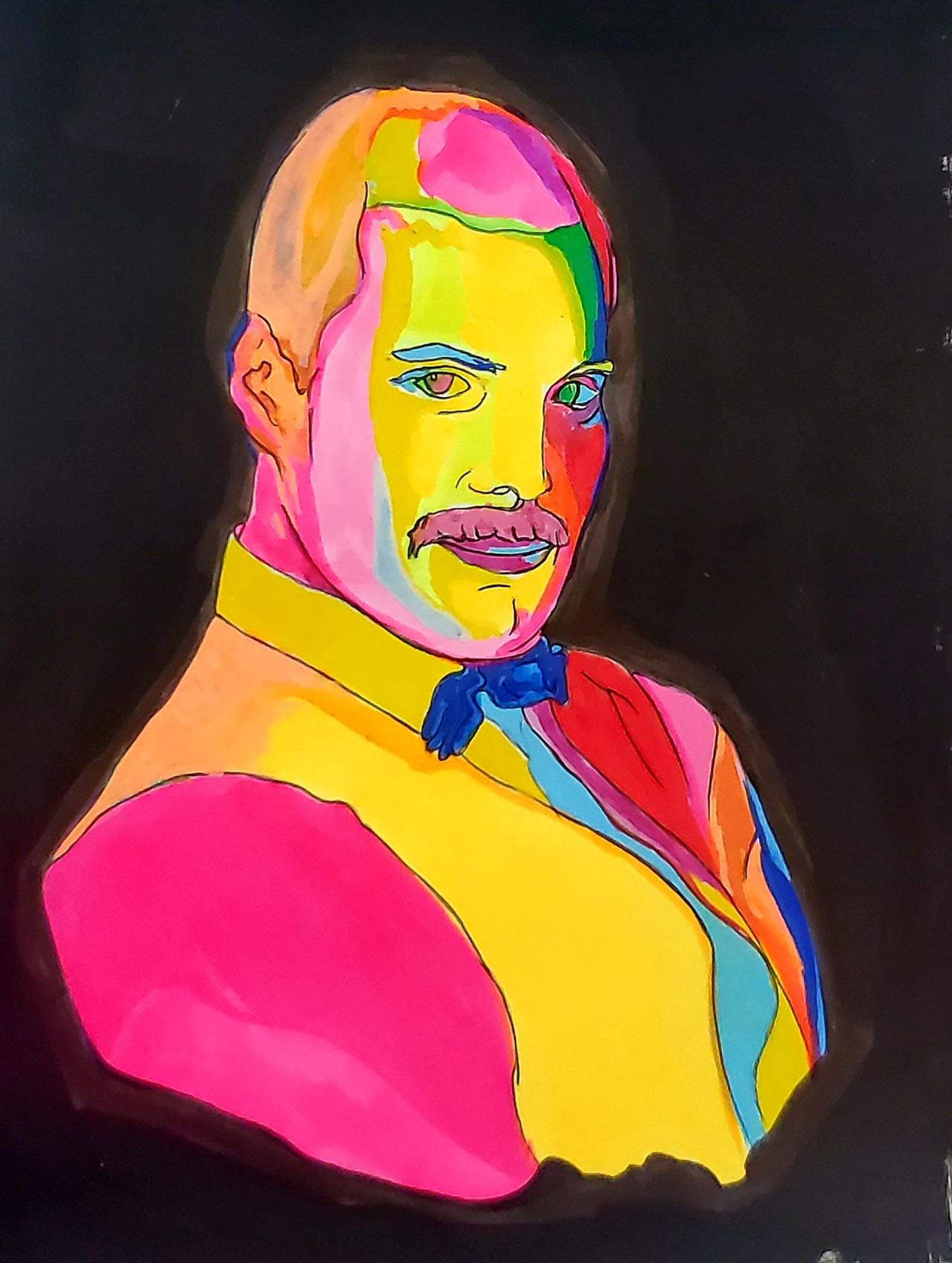 Freddie Mercury Pop Art Portrait – Vibrant Colorful Framed Print