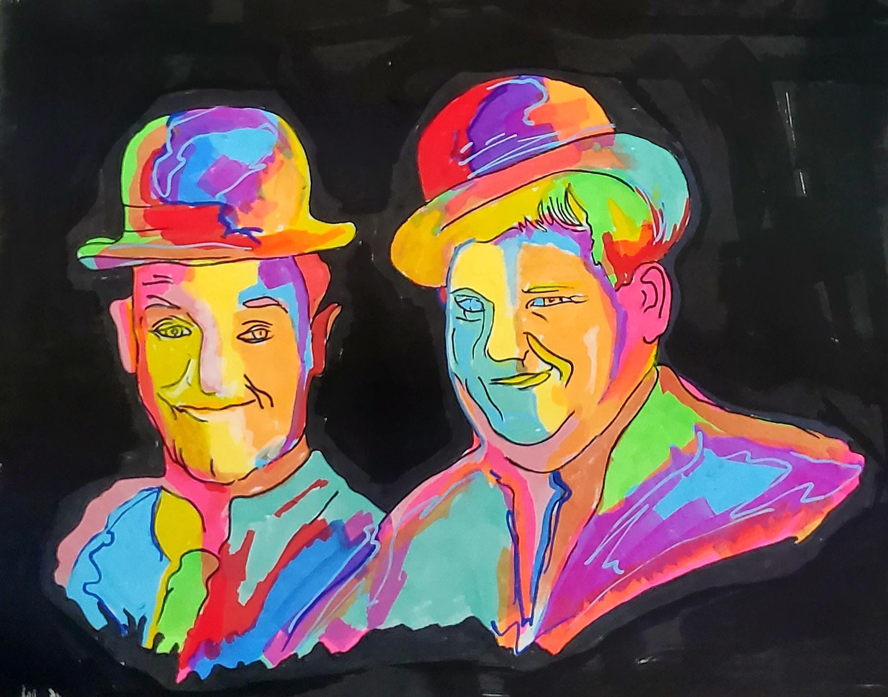 Laurel & Hardy Pop Art Portrait – Colorful Framed Duo Print