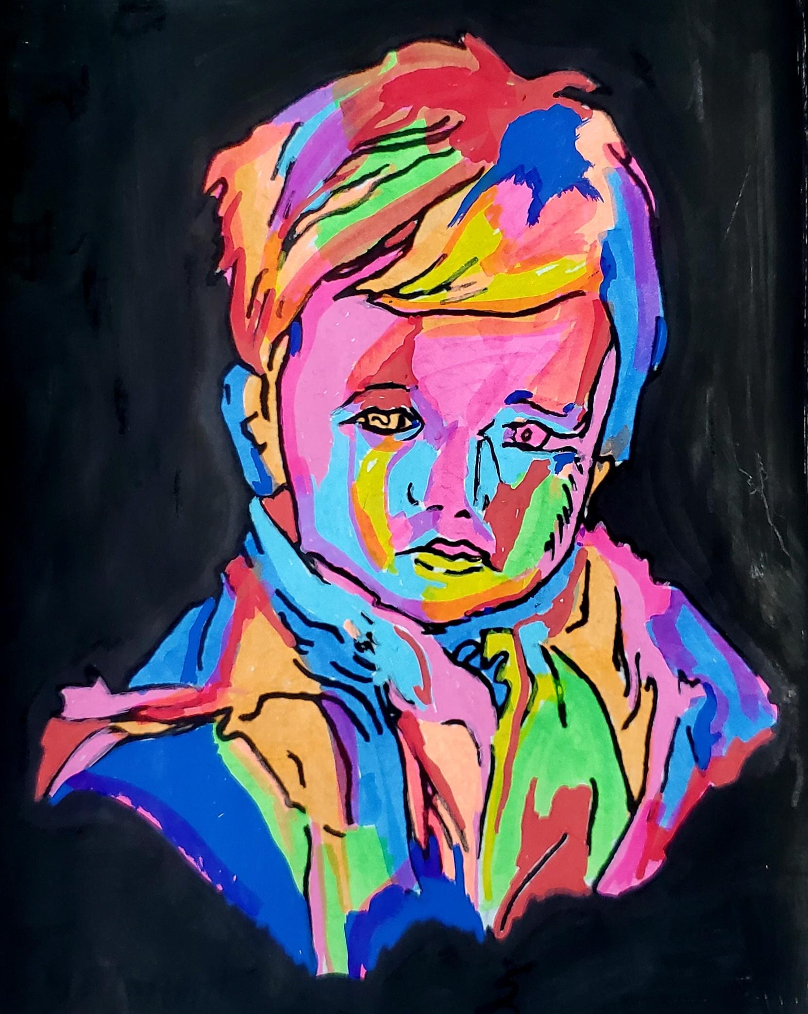 Crying child Portrait Pop Art – Colorful Framed Modern Wall Print