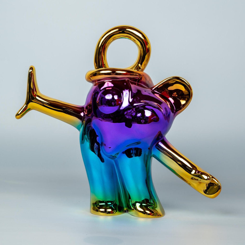 One-of-a-Kind Hand-Painted TubeFace™ Pop Art Sculpture – Original Exclusive Collectible Home or Gift (Chrome Fade)